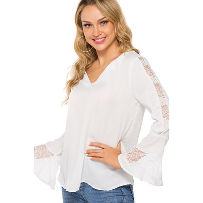 Blouse fluide à manches dentelle