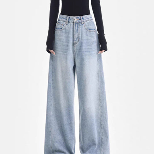 Jean ample taille haute coupe droite femme