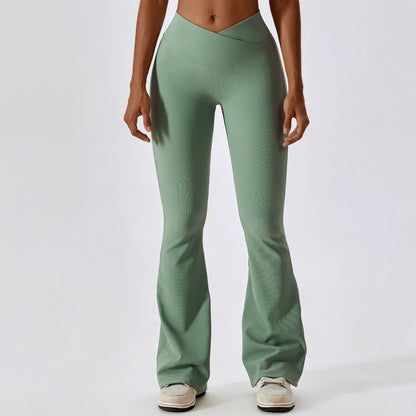 Legging évasé femme taille croisée sport
